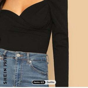 • Top Rated SHEIN Essnce Contrast Guipure Lace Blouse